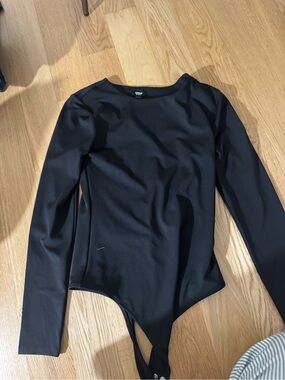 Black Long-Sleeve One-Piece Bodysuit